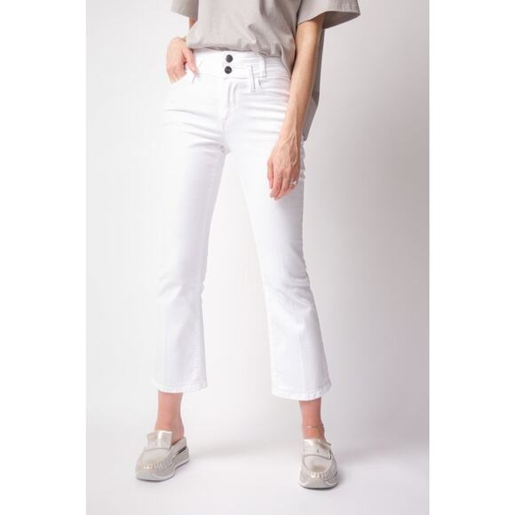Frame Womens Designer Le Crop Mini Boot Jeans in Blanc 26 - Picture 1 of 6